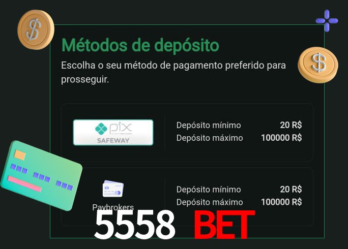 O cassino 5558 Bet oferece uma grande variedade de métodos de pagamento